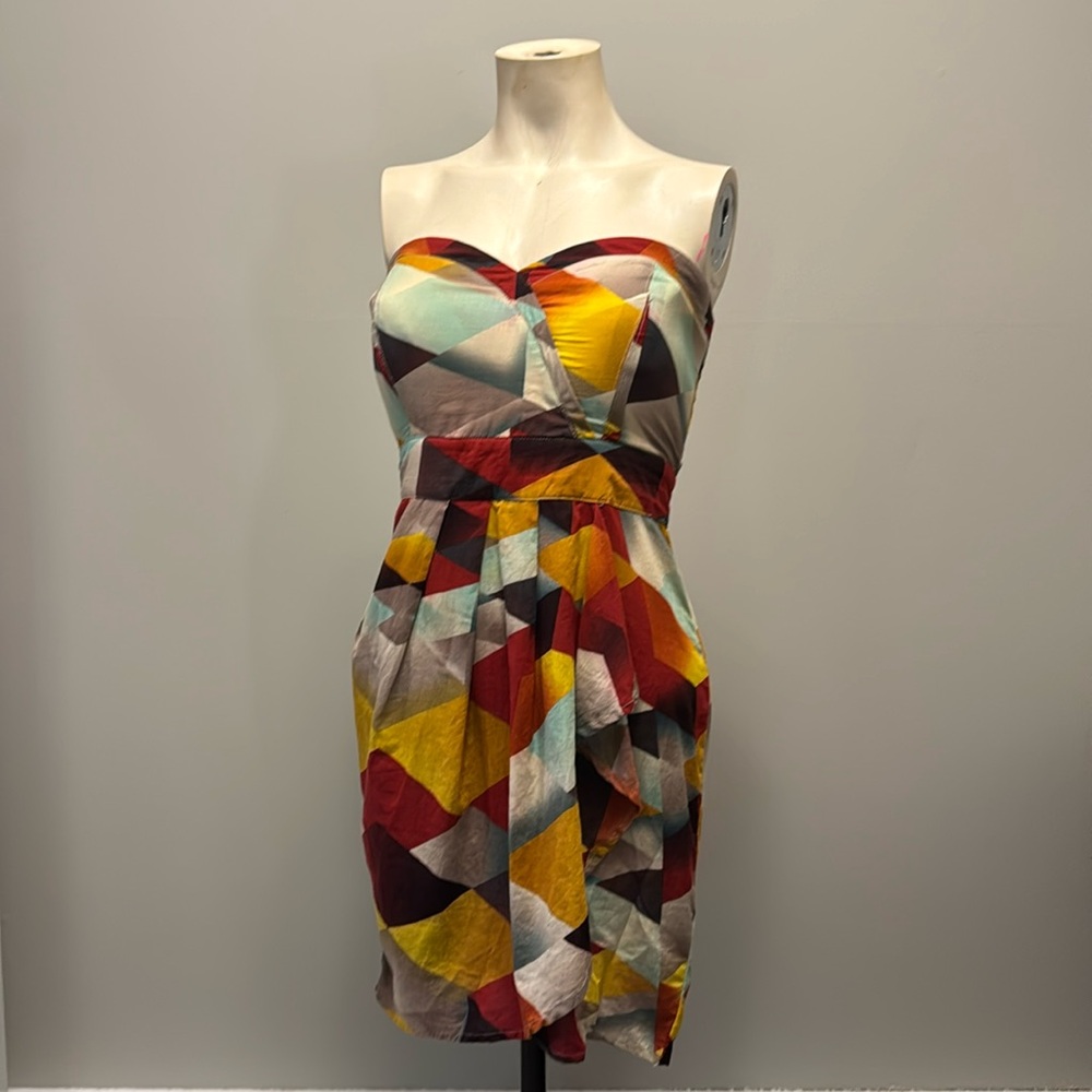 💙Colourful Print Sweetheart Mini Dress Size Large